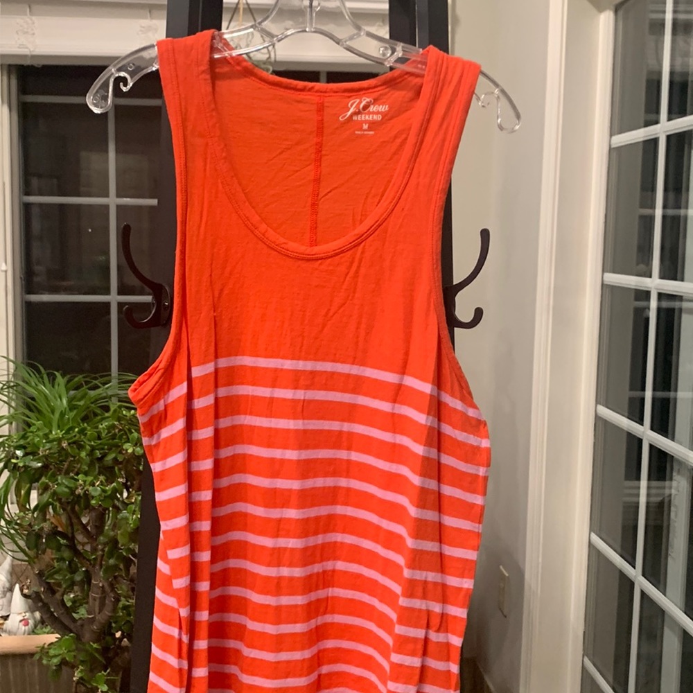 J. Crew orange and lilac striped tank. Size medium. Excellent condition